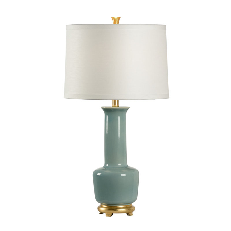 Coastal Ceramic Table Lamp, Sea Mist Glaze