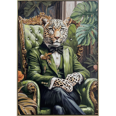 Emerald Aristocrat - 40" x 28" - Hand-Embellished Canvas in Frame