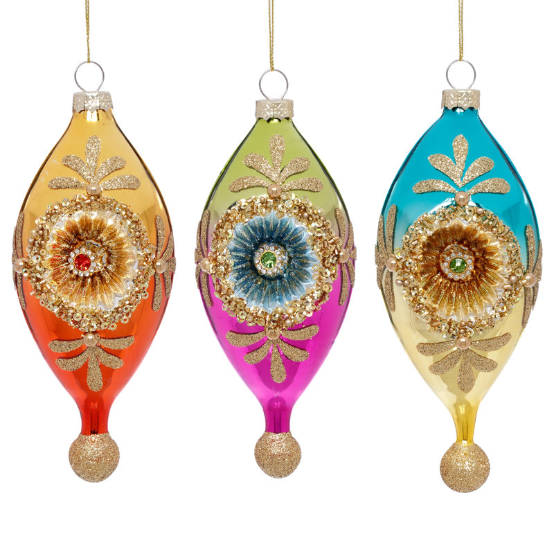 Ornement en forme de fleuron à paillettes, boîte de 6 à 7 pouces