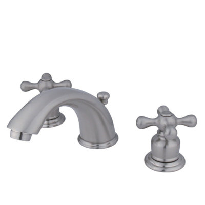 Kingston Brass Victorian Two-Handle 3-Hole Deck Mount Widespread Bathroom Faucet with Retail Pop-Up Drain