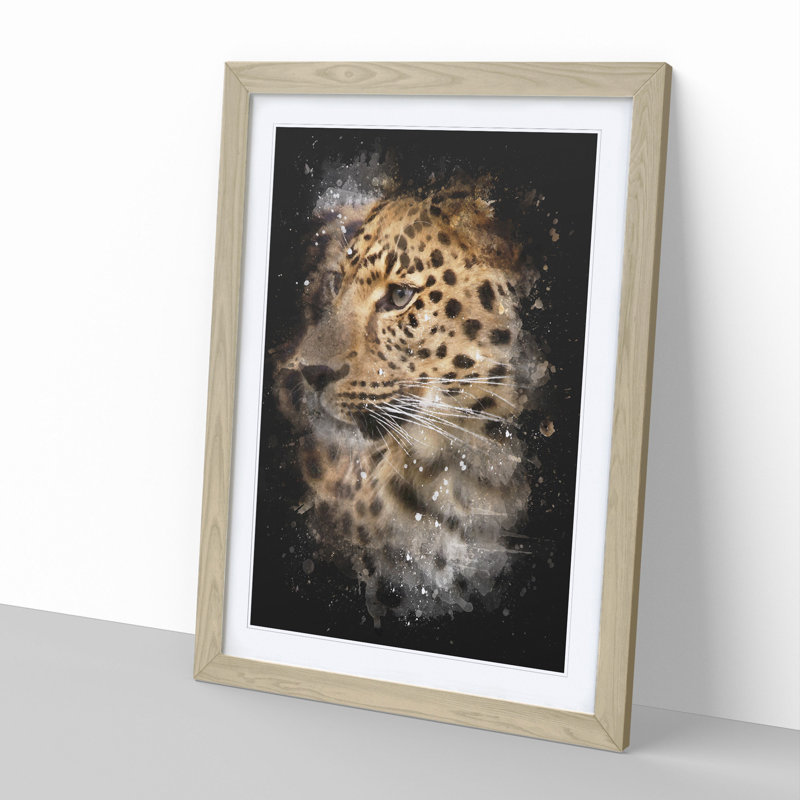 Leopard Vol.1 - Picture Frame Graphic Art, 90cm H x 65cm W x 2cm D, Oak Framed