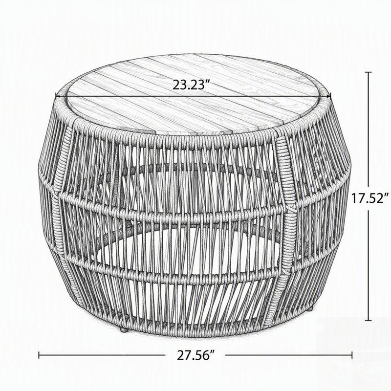 Table d'appoint ronde en bois d'acacia, sans assemblage, résistante aux intempéries pour une utilisation intérieure / extérieure
