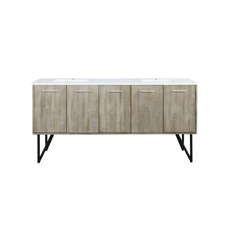 Meuble-lavabo double l 72 po x P 20 po Lancy , Marbre de culture blanc