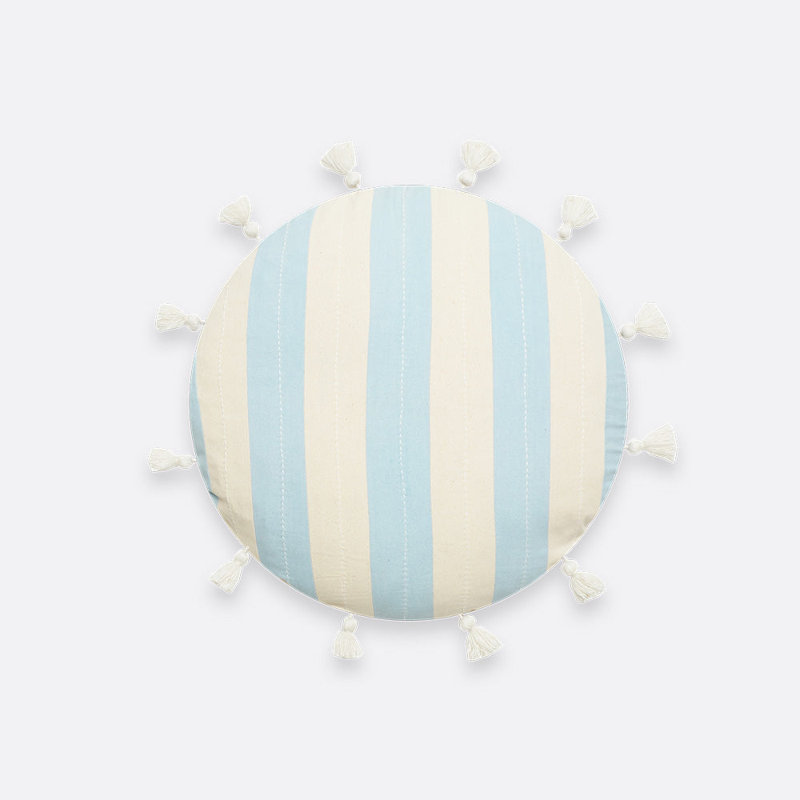 Cabana Circular Pillow Cover & Insert, White/Cloud