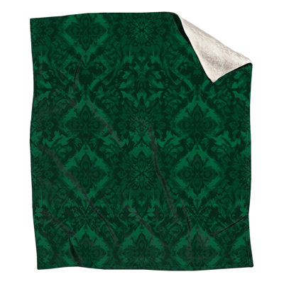 Green Damask Pattern Blankets