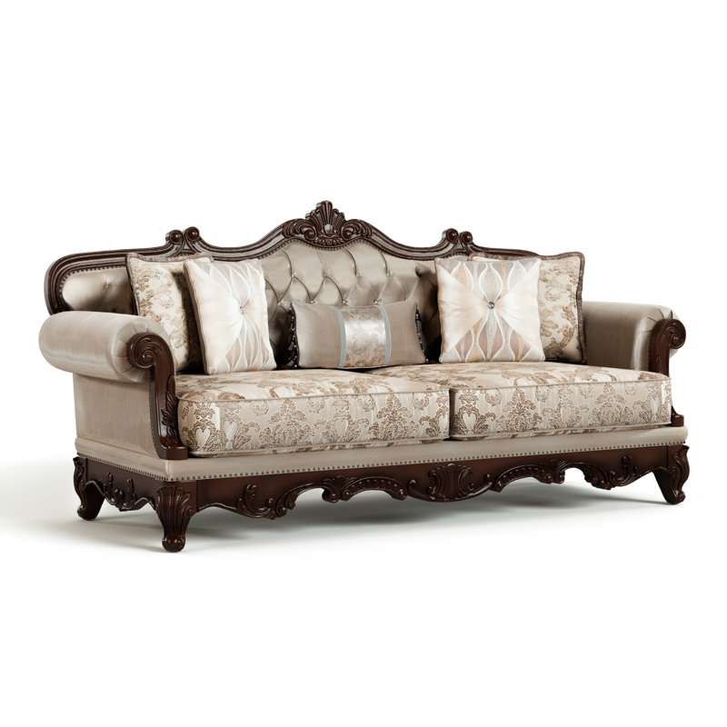 Barbato Upholstered Sofa, Brown, 44.5"H x 90.25"W x 38.25"D