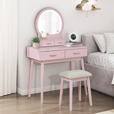 Commode de coiffeuse gracieuse avec tabouret et miroir - rangement attrayant pour la chambre à coucher
