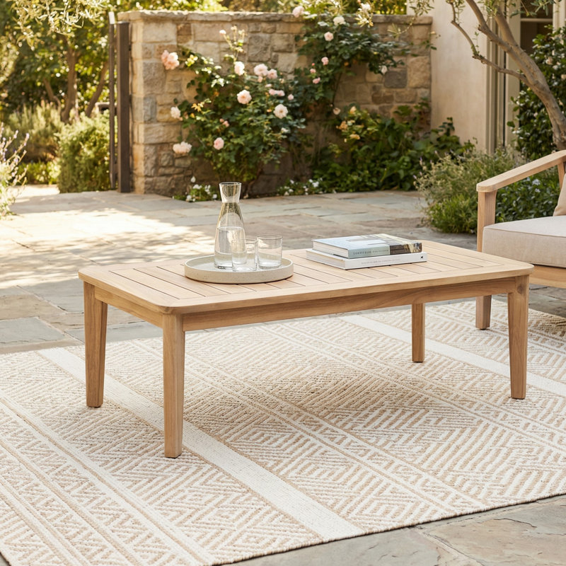 Cairo Modern Coastal Acacia Wood Outdoor Coffee Table with Slatted Top