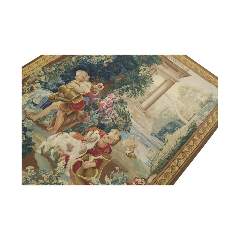 Hand-Knotted High-Quality Brown Area Rug, Ivory/Green/Red