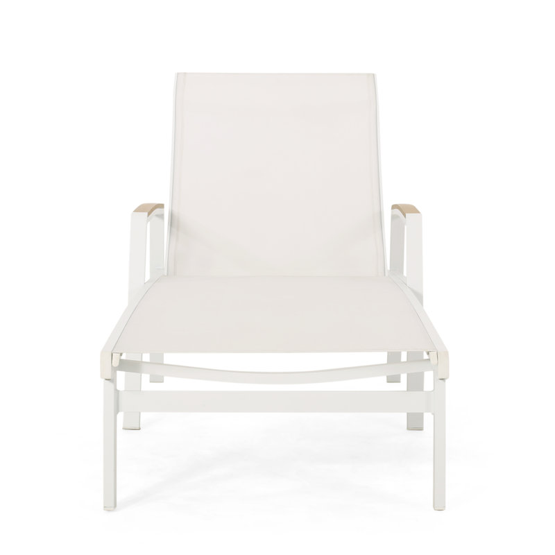 Burnam Outdoor Metal Chaise Lounge Set with Table, White