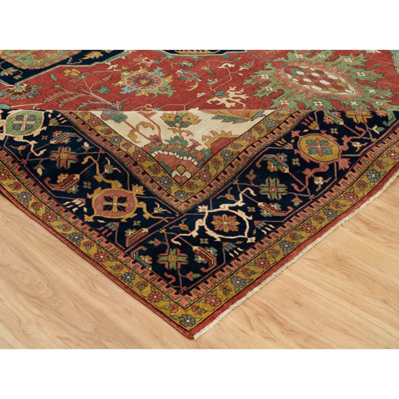 Tapis surdimensionné en laine noué à la main 13 pi 10 po x 18 pi 1 po rouge Heris 611D4B3E983841BCBBC32B59B8A03D57