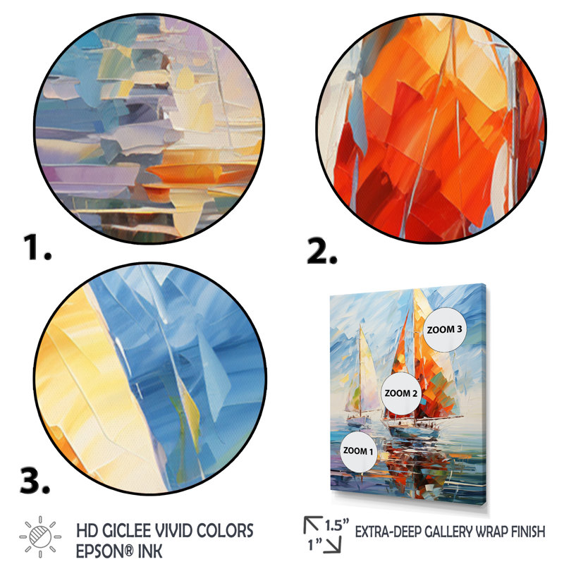 Achna voilier abstrait vents II, Toile tendue, H 32 po x l 24 po x P 1 po