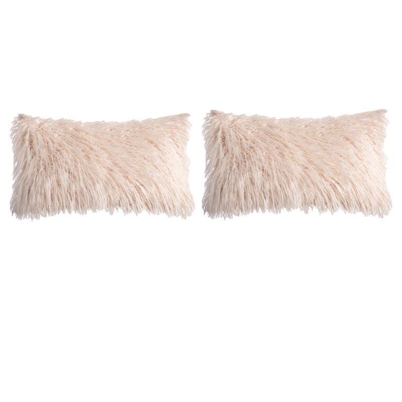 Faux Fur Pattern Faux Fur Throw Pillow Cover Only, Champagne, No