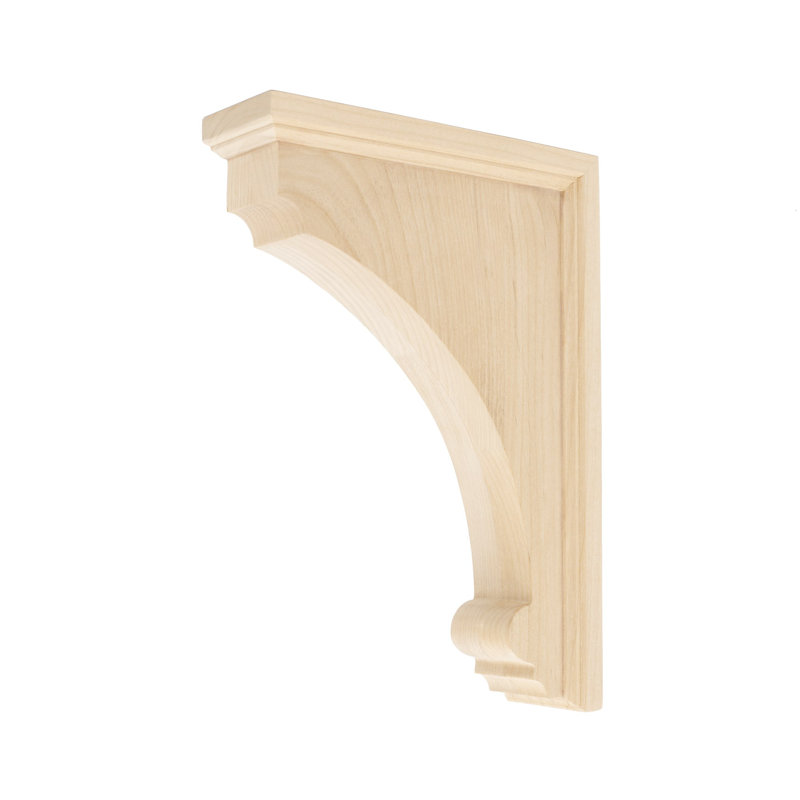 10" Unfinished Alder Traditional Plain Wood Corbel Bracket