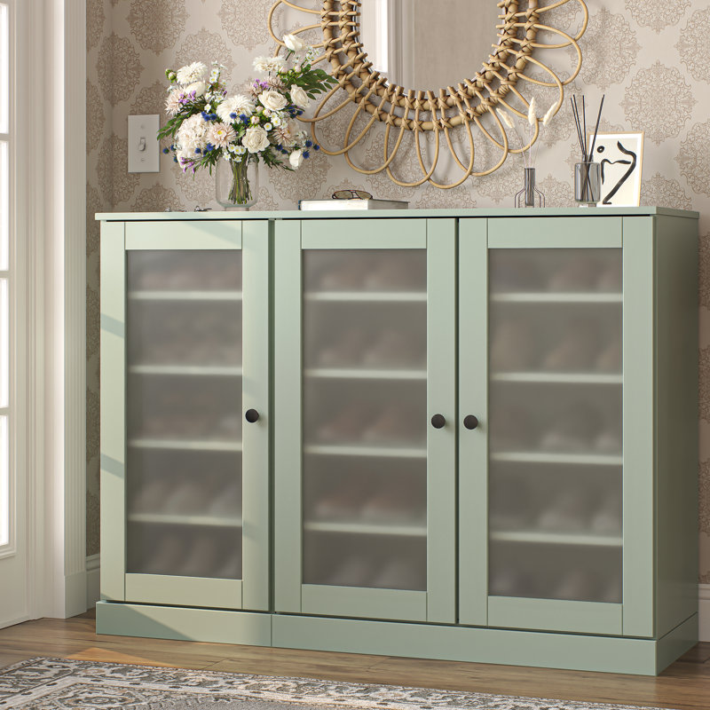 Armoire de rangement 100% en bois massif avec portes en verre givré, tablettes réglables, rangement modulaire pour vestibule, l 48,5 po x H 35,75 po