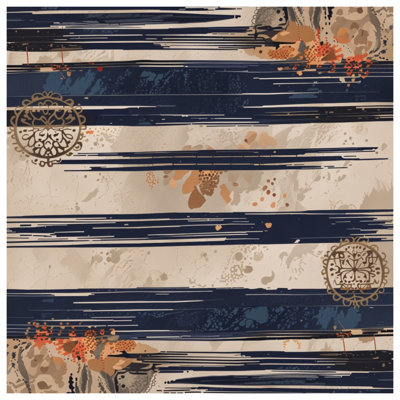 Navy Beige Striped Patterns Wall Tapestry - Stripes Wall Decor