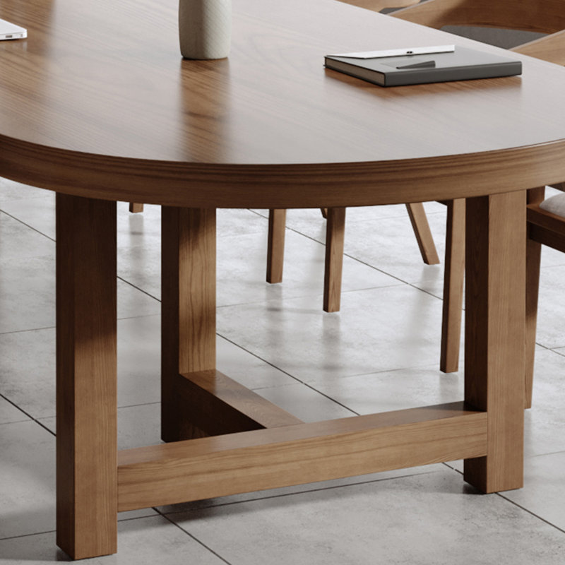 Table de conférence ovale en bois massif noyer, H 29,53 po x L 86,61 po x l 35,43 po