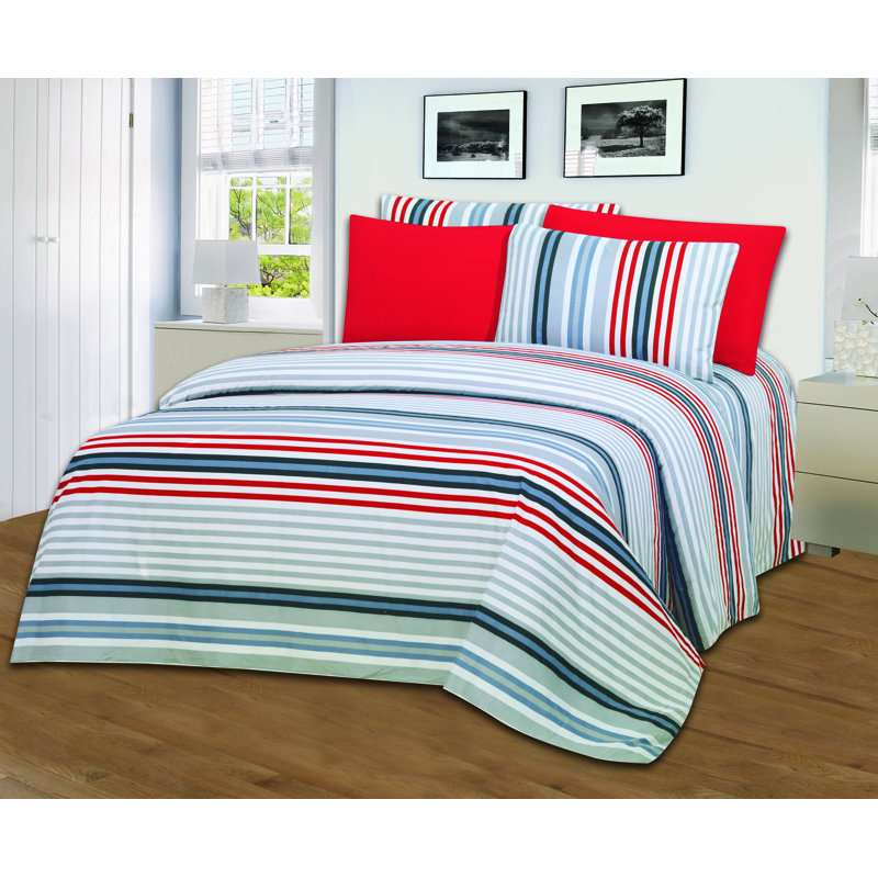 Microfiber Striped Sheet Set, Queen Sheet Set with 5 Additional Pieces