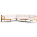 Haven 6-Piece Teak Outdoor Sectional with Sunbrella Cushions and Wooden Armrest