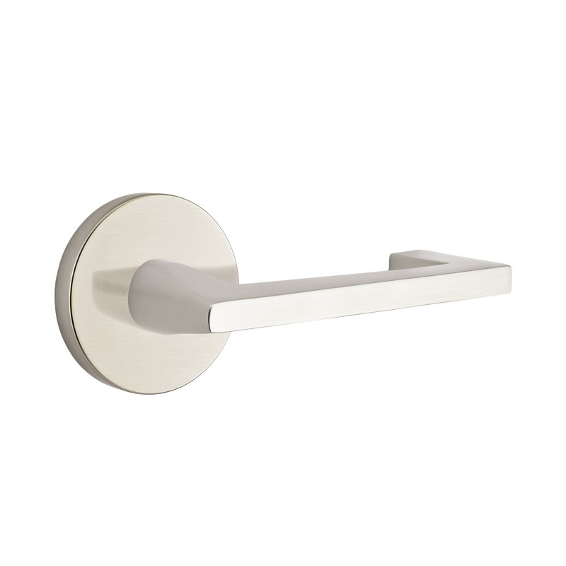 Argos Flat Double Dummy Door Lever with Round Rosette, Satin Nickel, Right