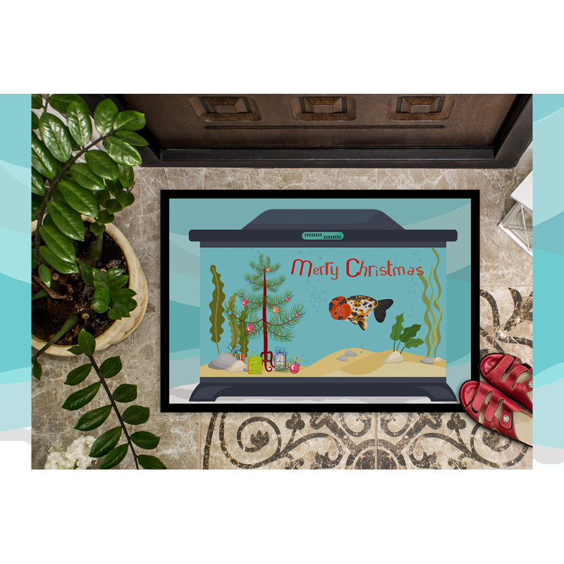 Tapis d'entrée antidérapant Insta, Poisson rouge Ranchu, 18" W x 27" L