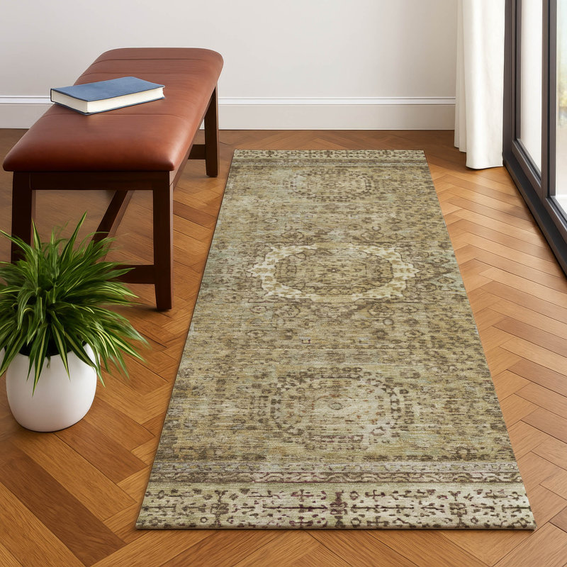 Premium Machine Washable Lubbers AMF1740 Border Rug, Runner 2'3" x 7'6"