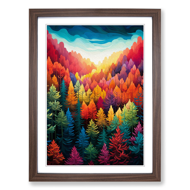 Single Picture Frame Print on Wood, Walnut Framed, 64cm H x 46cm W