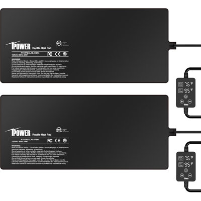 iPower Reptile Heating Pad - Under Tank Warmer with Adjustable Thermostat, Terrarium Heat Mat for Snakes, Lizards, Frogs & Other Reptiles, 2 Pack