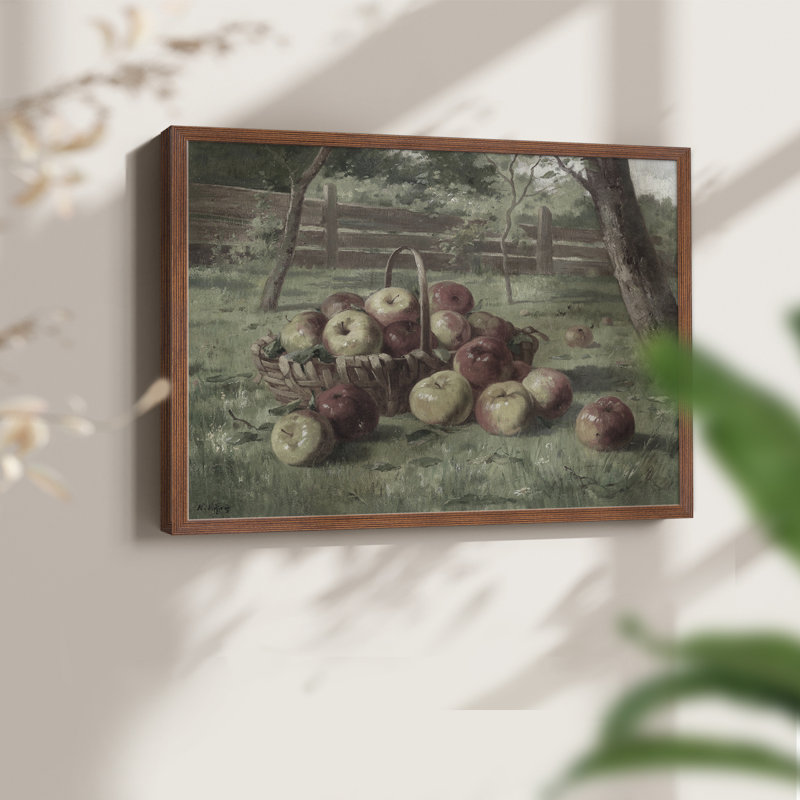 Motif floral rétro - X III - reproduction encadrée, H 11 po x l 14 po, Noyer
