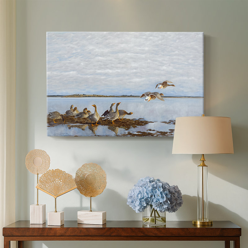 Greylag Geese (Grågäss)-Bruno Liljefors-Gallery Wrapped Canvas-1922, 24 x 36