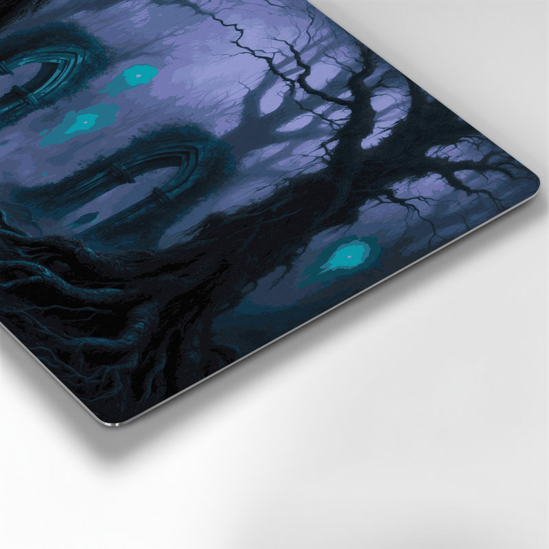 Art mural bleu d'Halloween forêt hantée, H 20 po x l 24 po