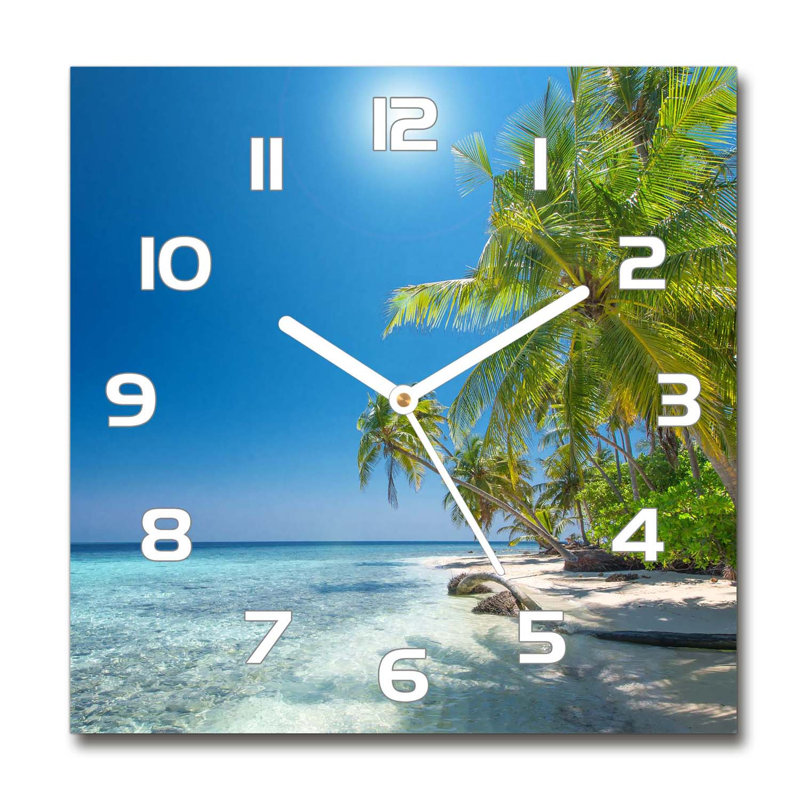 Glass Wall Clock, White/Blue/Green