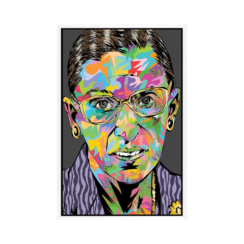 RBG RIP by TECHNODROME1 - Painting on Canvas, White Floater Framed, 152.4cm H x 101.6cm W x 3.81cm D