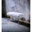 Banc rembourré en fausse fourrure blanche