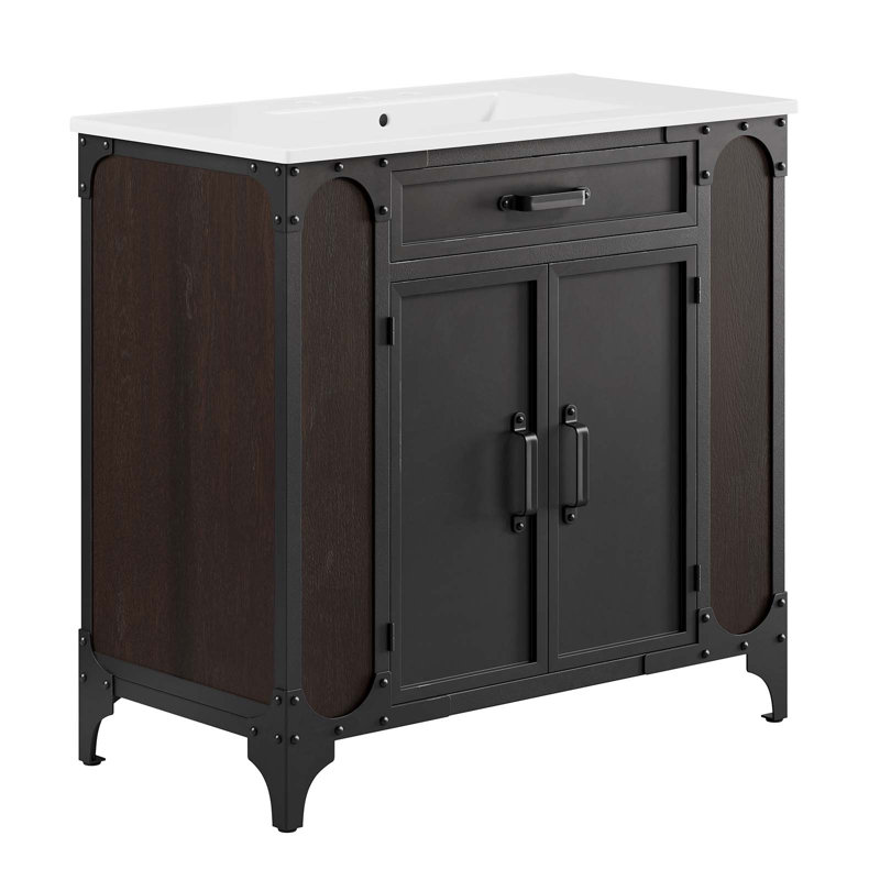 Ensemble de meuble-lavabo simple 36 po avec plateau Modfor Steamforge, Blanc