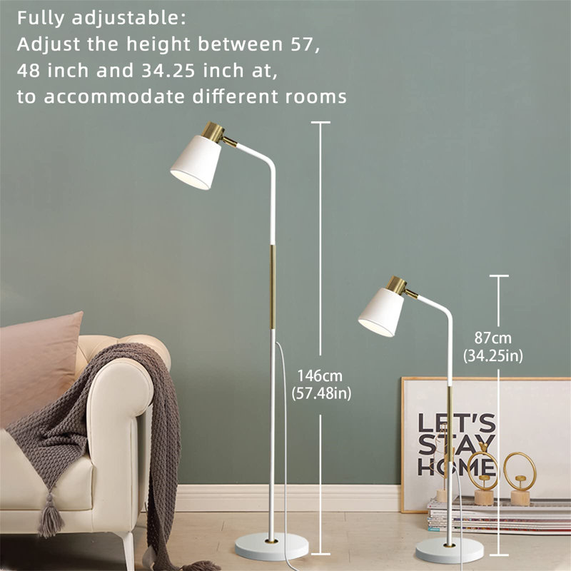 URBNLIVING 146cm Task Floor Lamp, White