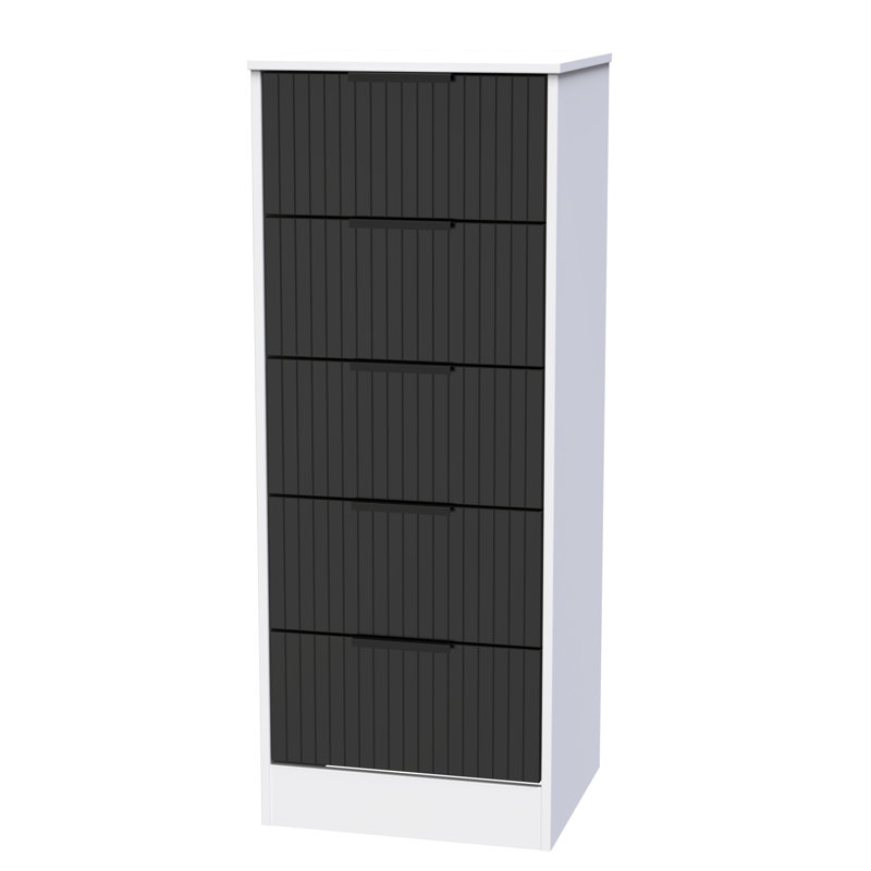 Atsumi 45cm W Manufactured Wood Bedside Table, Deep Black/White Matt
