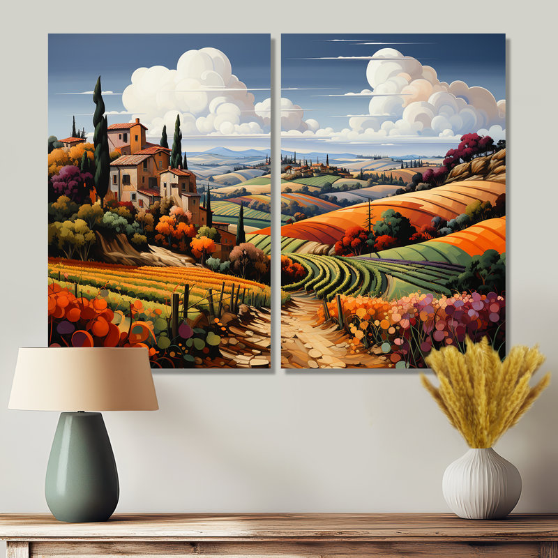 Italie Toscane Vineyard I - impressions sur toile traditionnelles vertes, H 36 po x l 48 po, Toile tendue, Ne s’applique pas
