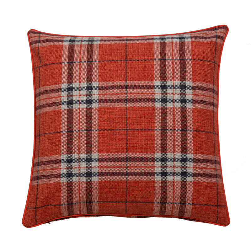 Colleyville Plaid Square Cushion, 43 x 43cm, Terracotta
