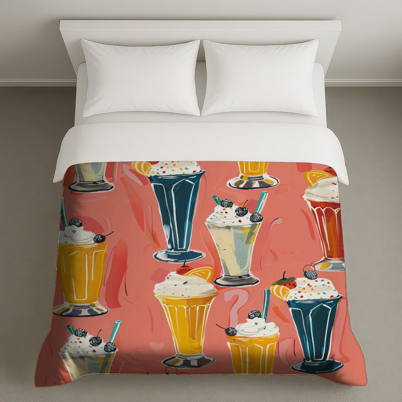Milkshake Illustration Duvet Covers, King