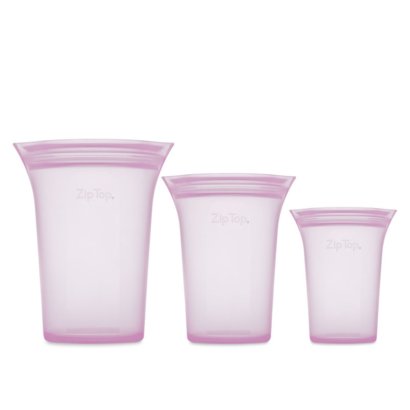 Sacs de rangement pour aliments réutilisables à fermeture éclair | Ensemble de 3 tasses [Lavande] | Va au micro-ondes, au lave-vaisselle et au congélateur