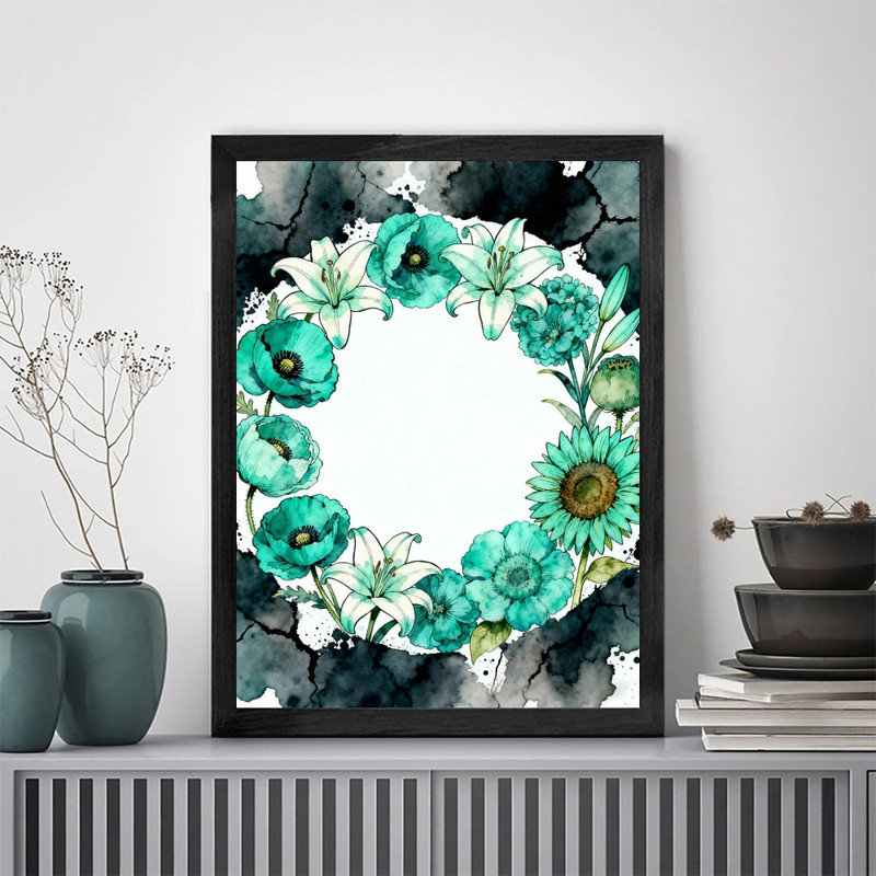 Art mural noir, nature morte et floral gothique, impression de cadre fantaisiste foncé rétro, H 11 po x l 9 po