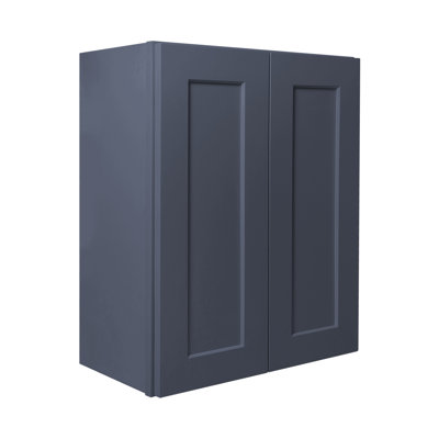 Blue Solid Wood Double Doors Wall Cabinet 2 Doors and 3 Shelves for Kitchen,Bathroom, Laundry,Adjustable Shelves Ready to Assemble(36"W×12"D×42"H)