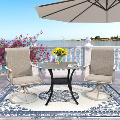 Seddon Square 2 - Person Powder Coated Steel Bistro Set with Cushions by Alcott Hill