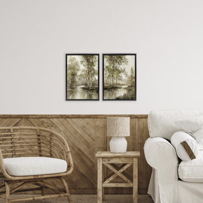 Ensemble de cadre flottant 2 pièces Idyllic Spring Forest, design par T.C. Chiu
