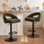 Ensemble de 2 tabourets de bar à hauteur réglable, tabourets de comptoir pivotants en tissu chenille, tabourets de bar de cuisine rembourrés avec dossier ajouré incurvé, tabourets de pub modernes, vert-1630192713