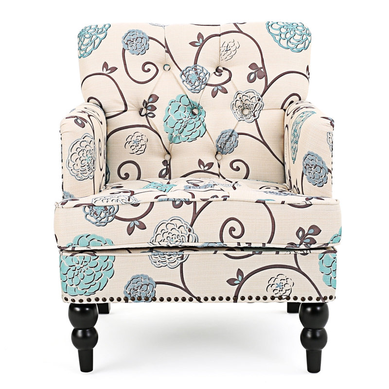 Souders Polyester Armchair With Tufted Nailhead Trim Decoration