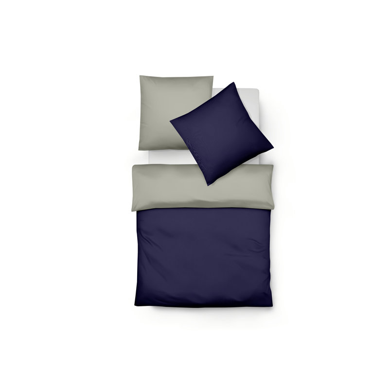 Lech Reversible Bed Linen, Double - 2 Pillowcases (80 x 80 cm), Naval/Silver