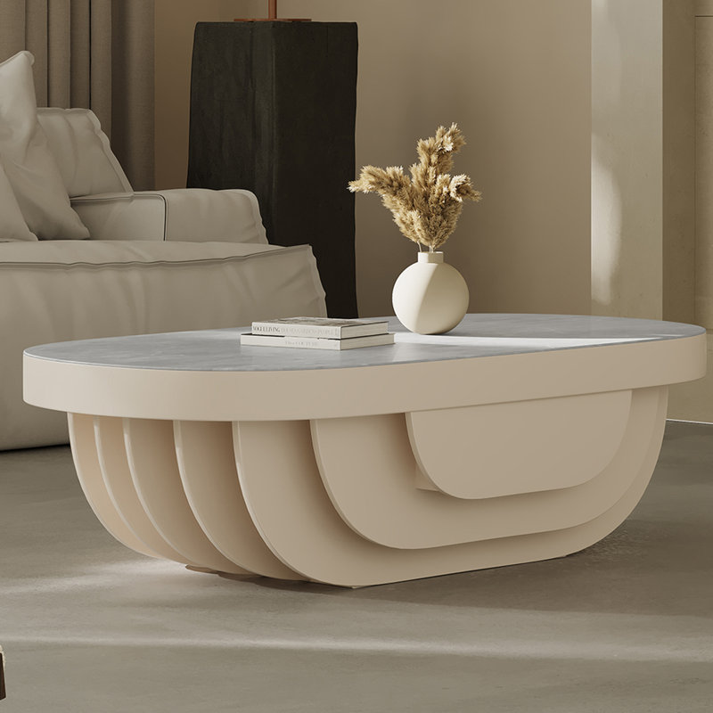 Oval rock plate end table
