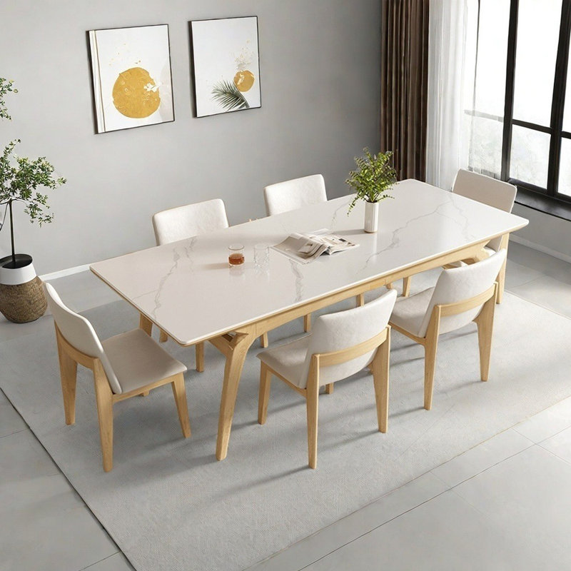 Nordic minimalist rectangular dining table set, 29.5"H x 70.8"L x 35.4"W